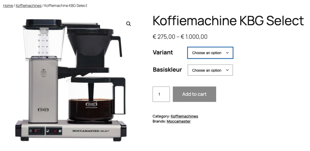 Variable product in WooCommerce